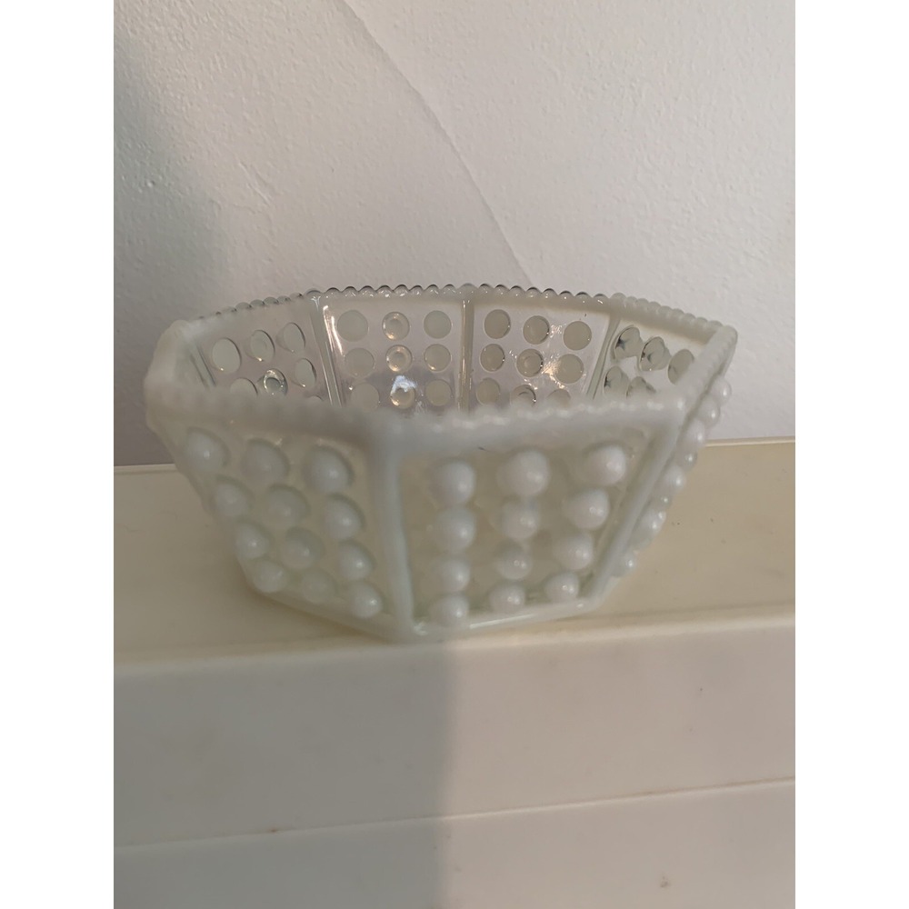 EAPG Antique DEWDROP Berry Bowl Ruffle Edge Hobnail‎ Elson Glass Co 1887 No .90